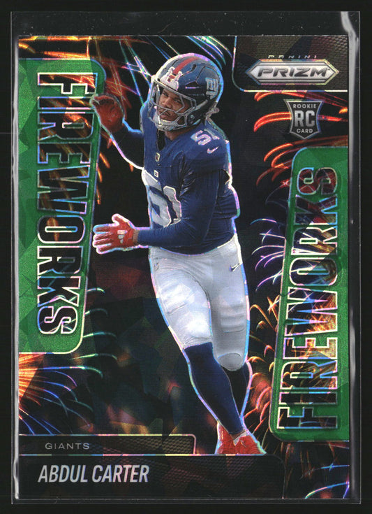 Abdul Carter 2025 Panini Prizm 7 Fireworks Green Ice New York Giants