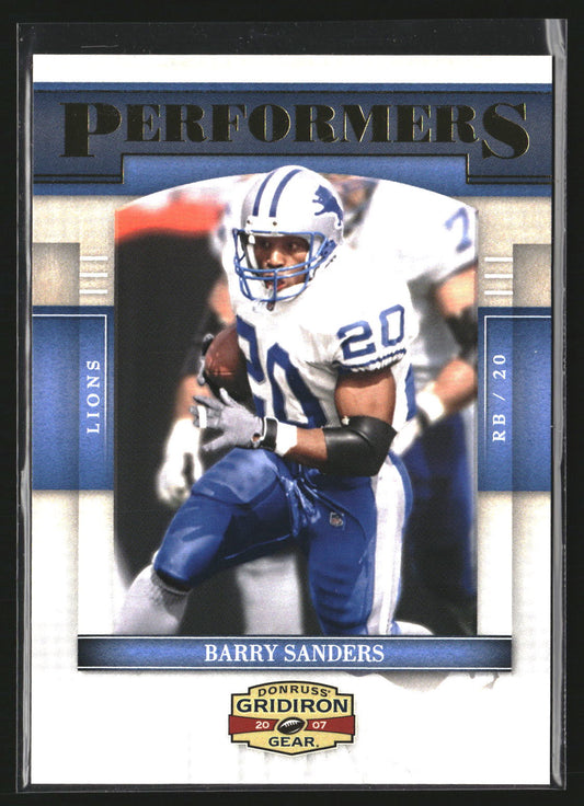 Barry Sanders 2007 Donruss Gridiron Gear P-3 Performers Gold /500 Detroit Lions