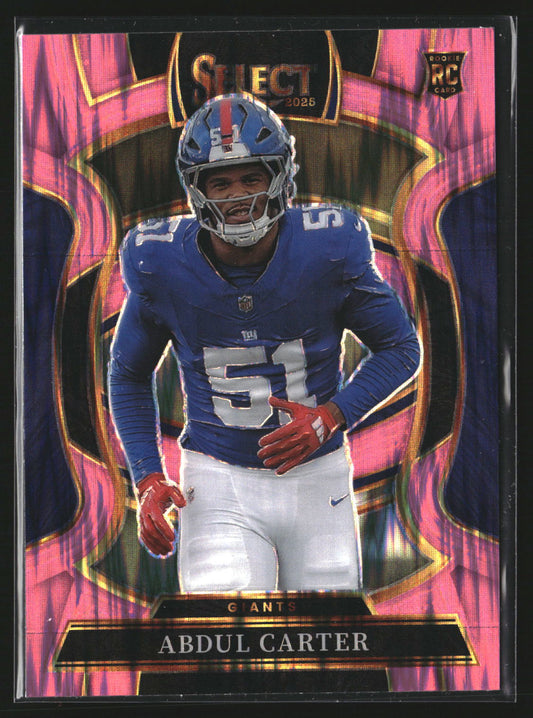 Abdul Carter 2025 Panini Select 95 Pink Prizm Shock RC RC New York Giants