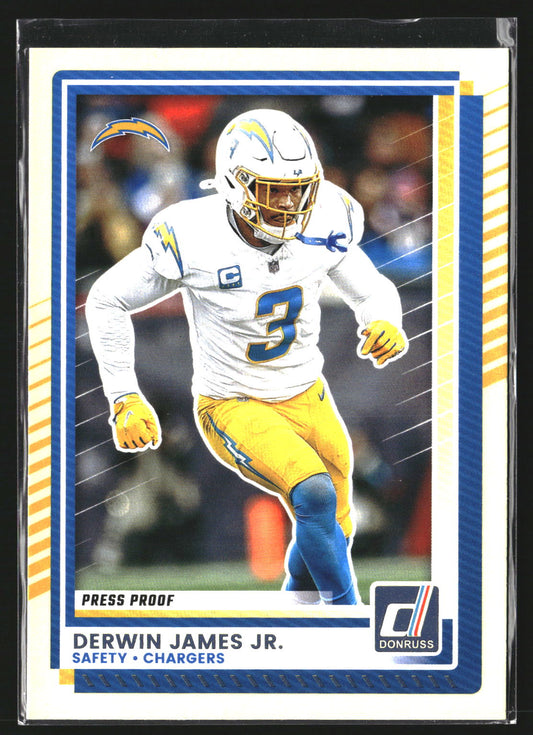 Derwin James Jr. 2025 Donruss 130 Press Proofs Yellow Los Angeles Chargers