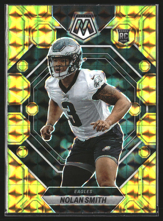 Nolan Smith 2023 Panini Mosaic 353 Reactive Yellow Mosaic RC Eagles
