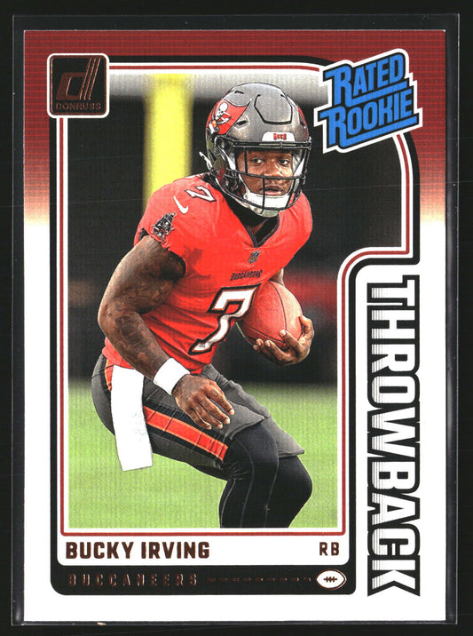 Bucky Irving 2024 Donruss 6 Rated Rookies Throwback Tampa Bay Buccaneers