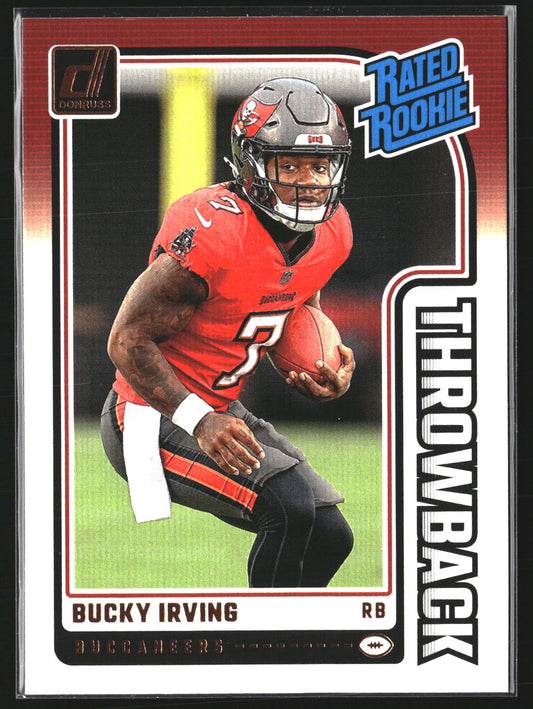 Bucky Irving 2024 Donruss 6 Rated Rookies Throwback Tampa Bay Buccaneers