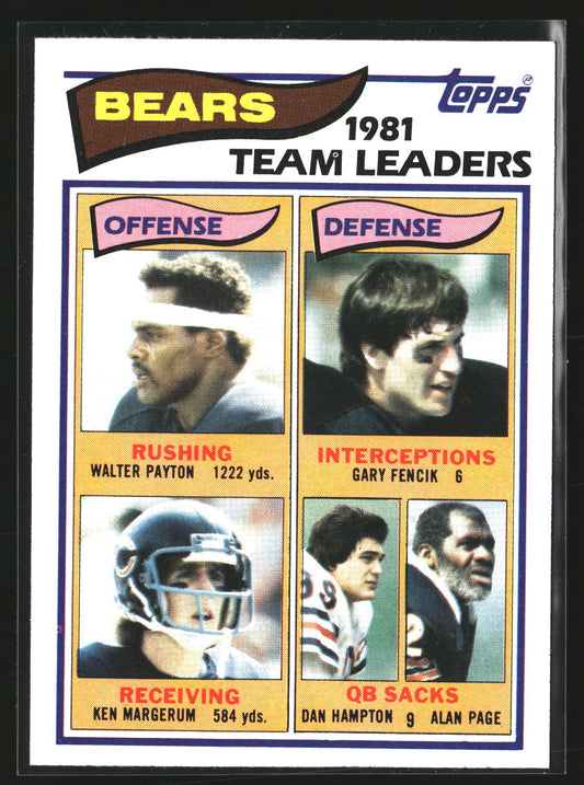 Walter Payton Fencik Margerum 1982 Topps 292 Bears