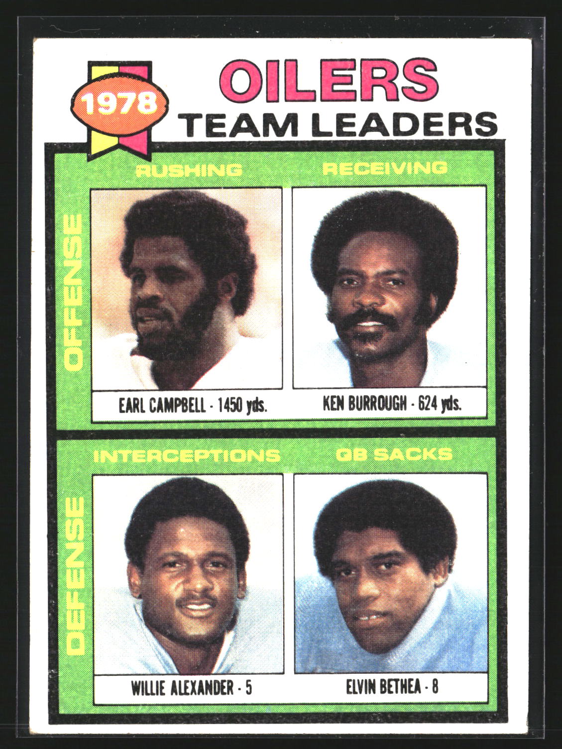 Earl Campbell Ken Burrough Willie Alexander Elvin Bethea 1979 Topps 301 Oilers