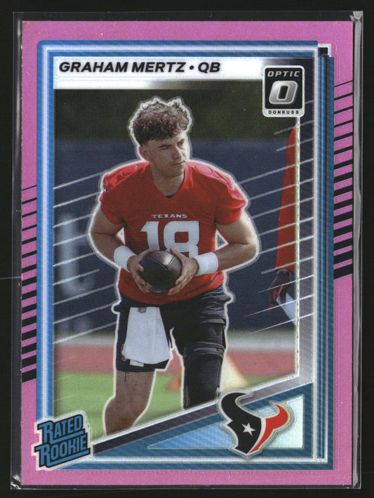 Graham Mertz 2025 Donruss 347 Optic Rated Rookies Preview Holo RC Texans