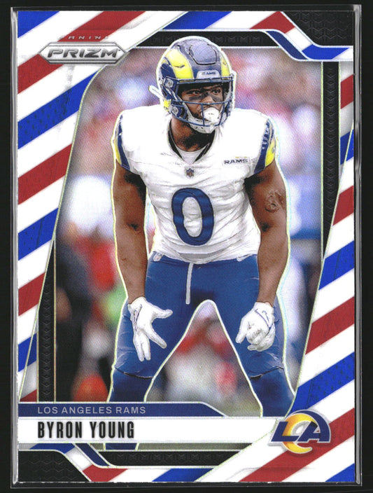 Byron Young 2024 Panini Prizm 170 Red White and Blue Los Angeles Rams