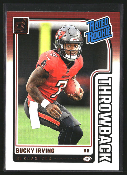 Bucky Irving 2024 Donruss 6 Rated Rookies Throwback Tampa Bay Buccaneers