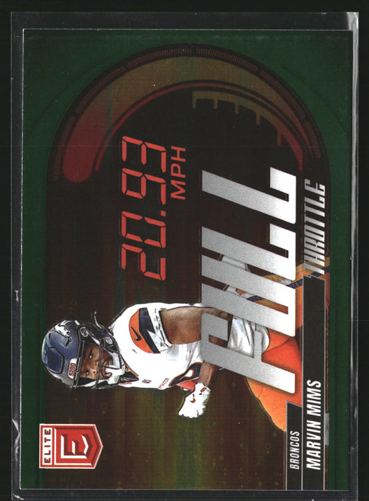 Marvin Mims 2025 Donruss Elite 12 Full Throttle Green Denver Broncos