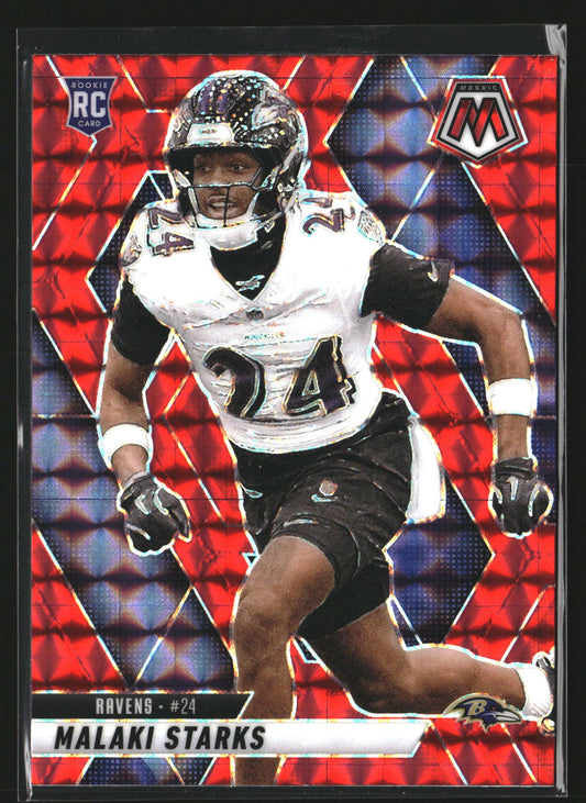 Malaki Starks 2025 Panini Mosaic 347 Mosaic Camo Red RC RC Baltimore Ravens