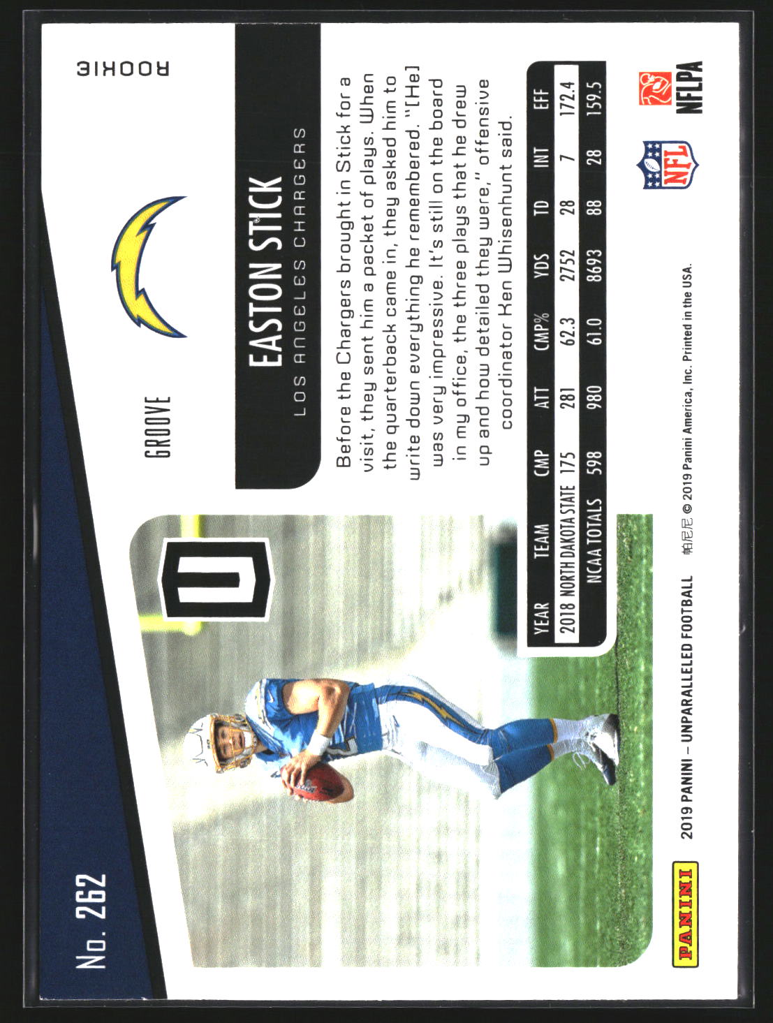 Easton Stick 2019 Panini Unparalleled 262 Groove RC RC Los Angeles Chargers