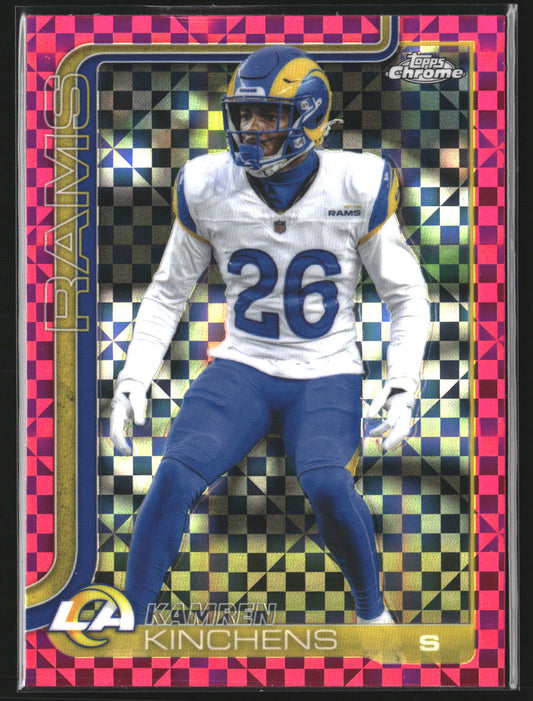 Kamren Kinchens 2025 Topps Chrome 174 Pink X-Fractor Los Angeles Rams