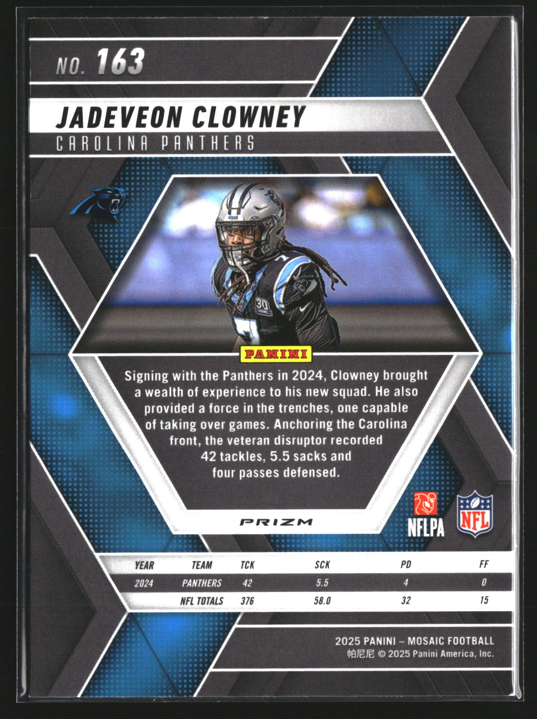 Jadeveon Clowney 2025 Panini Mosaic 163 Mosaic Green Carolina Panthers