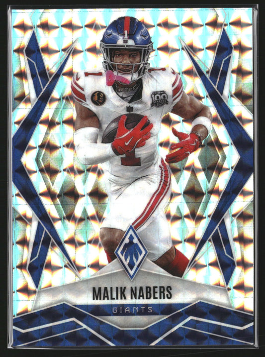 Malik Nabers 2025 Panini Phoenix 143 Silver Pyramids Prizm New York Giants