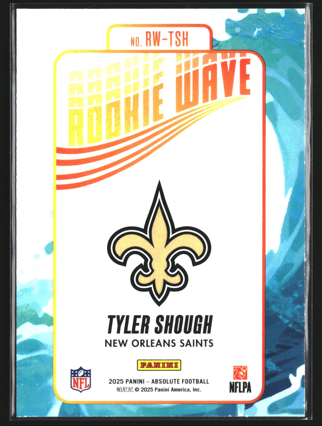 Tyler Shough 2025 Panini Absolute RW-TSH Rookie Wave New Orleans Saints