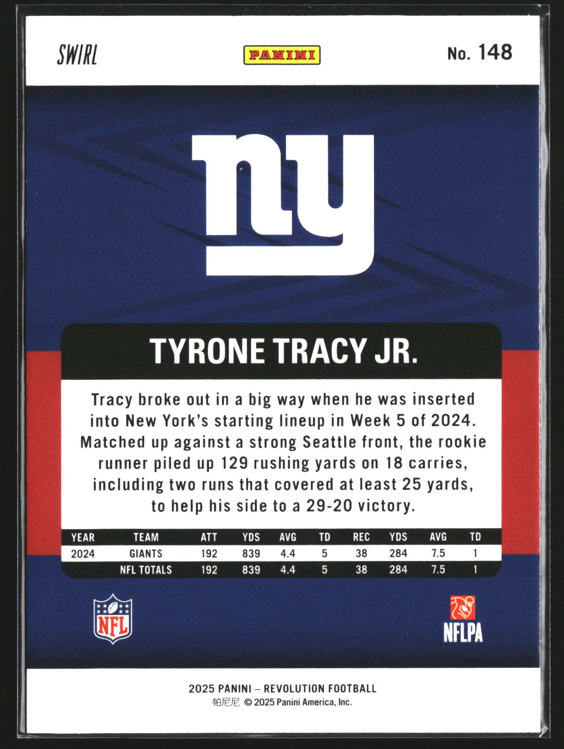 Tyrone Tracy Jr. 2025 Panini Revolution 148 Red Swirl New York Giants
