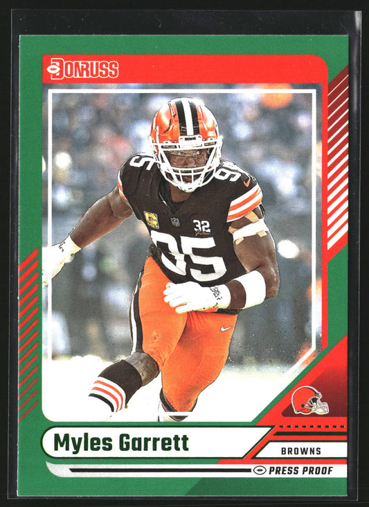 Myles Garrett 2024 Donruss 115 Press Proof Green Cleveland Browns