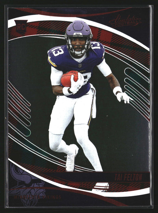 Tai Felton 2025 Panini Absolute 181 Red and Green RC Minnesota Vikings