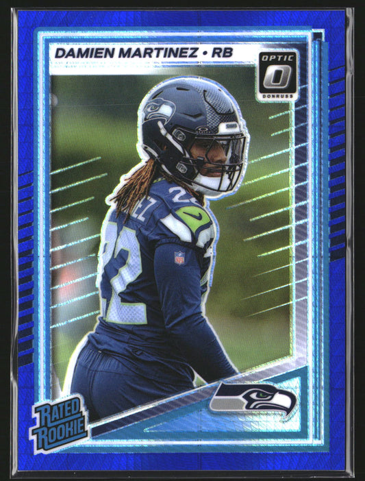 Damien Martinez 2025 Donruss Optic 298 Blue Hyper RC RC Seattle Seahawks