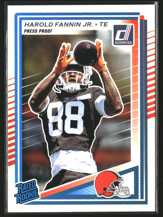 Harold Fannin Jr. 2025 Donruss 373 Press Proofs Yellow RC RC Cleveland Browns
