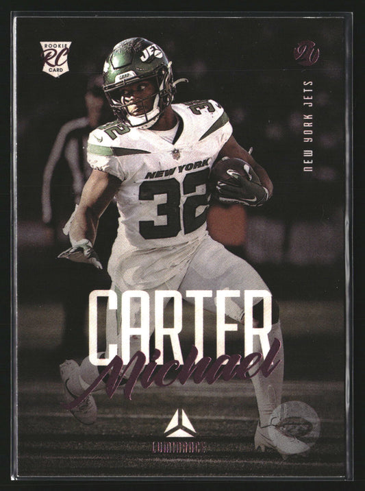 Michael Carter 2021 Panini Chronicles 207 Luminance Update Rookies Pink Jets