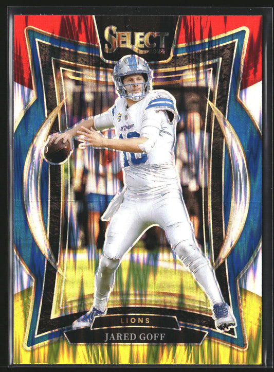 Jared Goff 2024 Panini Select 36 Red & Yellow Prizm Shock Detroit Lions