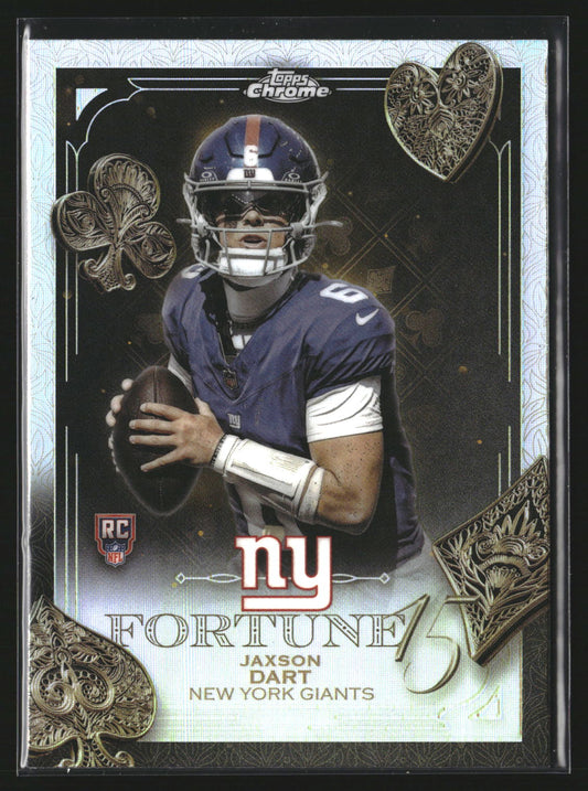 Jaxson Dart 2025 Topps Chrome F15-23 Fortune 15 Refractor New York Giants