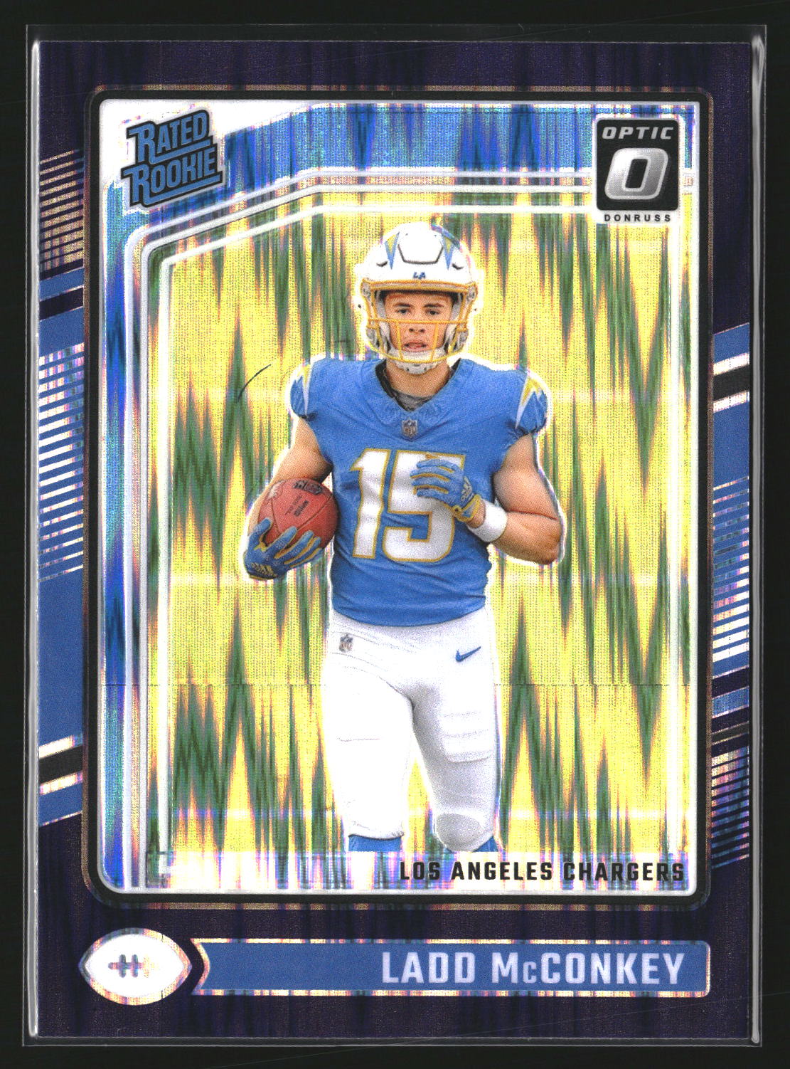 Ladd McConkey 2024 Donruss Optic 266 Purple Shock Los Angeles Chargers