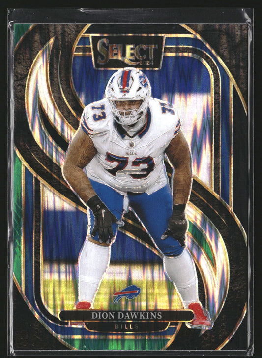 Dion Dawkins 2024 Panini Select 152 Black & Green Prizm Shock Buffalo Bills