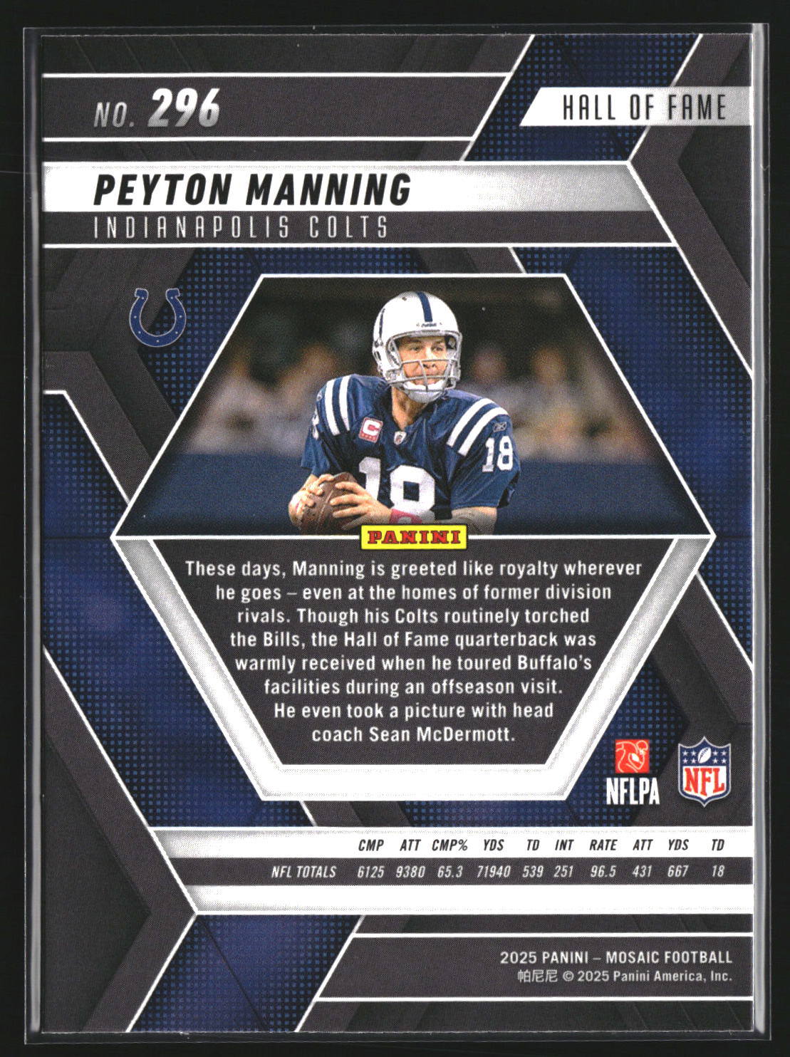 Peyton Manning 2025 Panini Mosaic 296 Indianapolis Colts