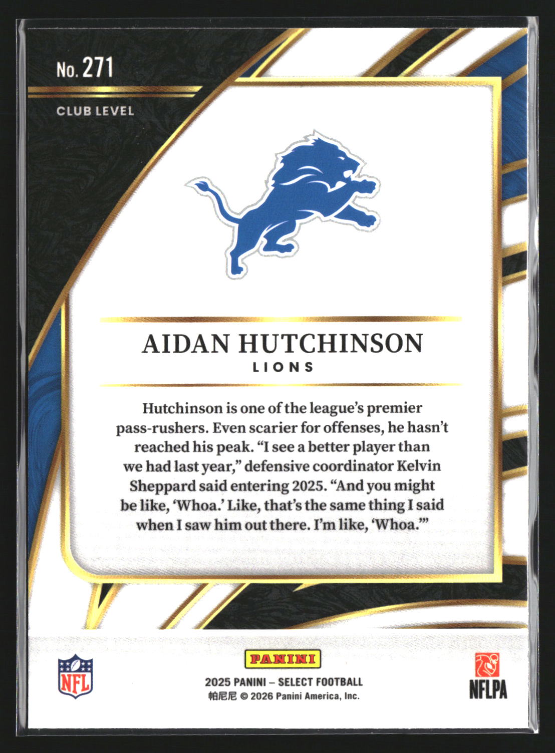 Aidan Hutchinson 2025 Panini Select 271 Detroit Lions