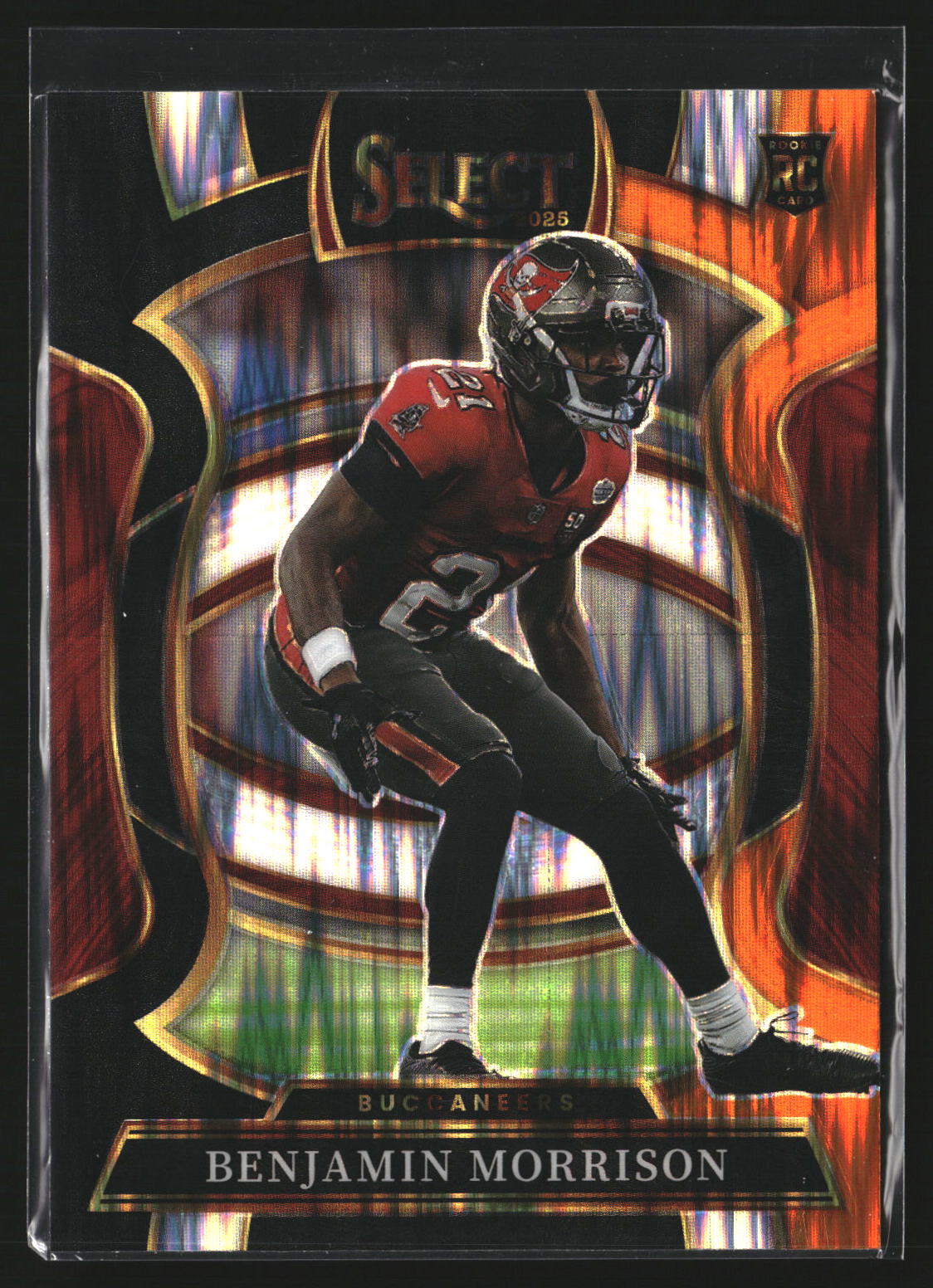 Benjamin Morrison 2025 Panini 39 Black and Orange Prizm Shock RC Buccaneers