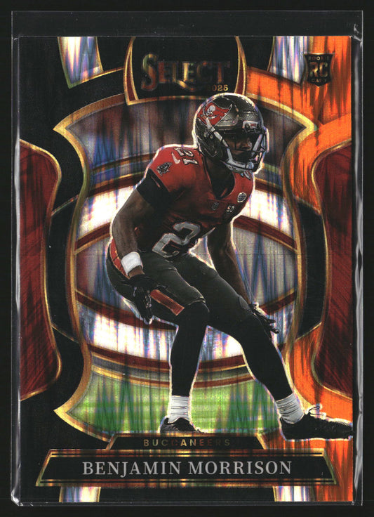 Benjamin Morrison 2025 Panini 39 Black and Orange Prizm Shock RC Buccaneers