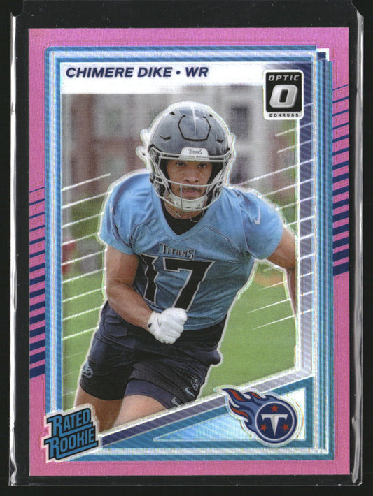 Chimere Dike 2025 Donruss 387 Optic Rated Rookies Preview Pink RC Titans