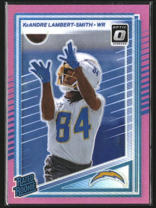 KeAndre Lambert-Smith 2025 Donruss 367 Optic Rated Rookies Pink RC Chargers