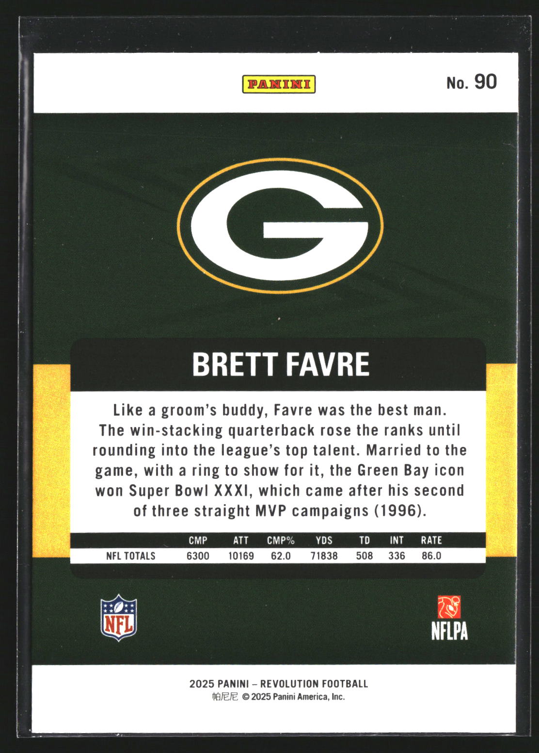 Brett Favre 2025 Panini Revolution 90 Green Bay Packers