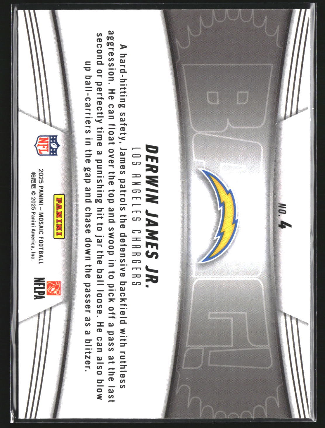 Derwin James Jr. 2025 Panini Mosaic 4 Bang! Los Angeles Chargers