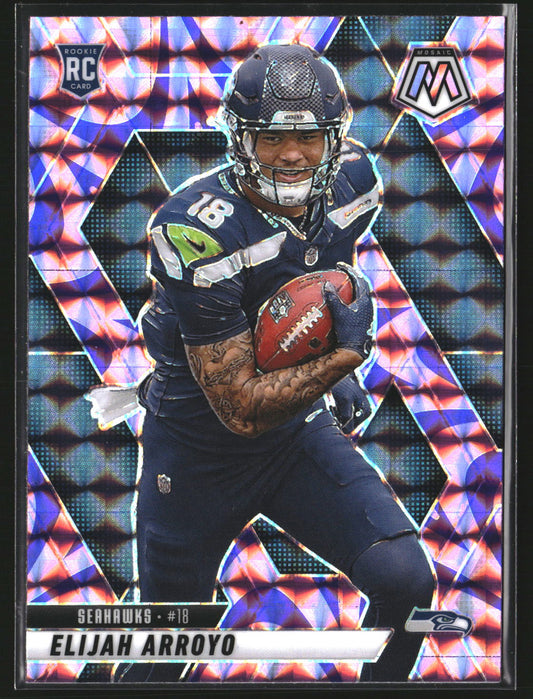 Elijah Arroyo 2025 Panini Mosaic 314 Mosaic Reactive Purple RC Seattle Seahawks