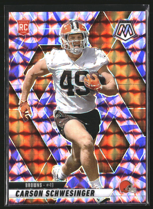 Carson Schwesinger 2025 Panini Mosaic 371 Mosaic Reactive Purple RC Browns