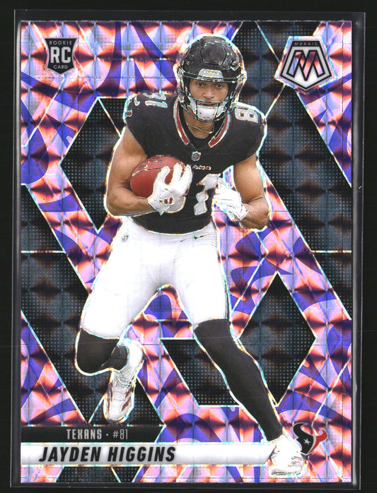 Jayden Higgins 2025 Panini Mosaic 346 Mosaic Reactive Purple RC Texans