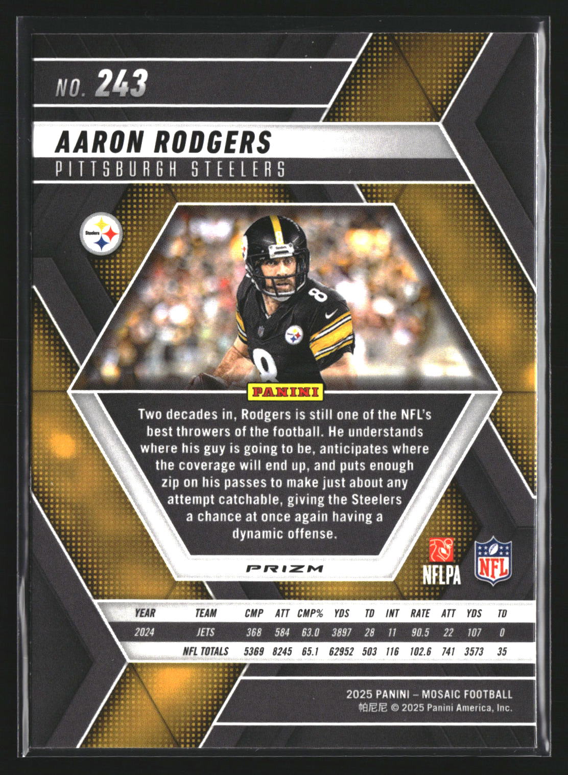 Aaron Rodgers 2025 Panini Mosaic 243 Mosaic Pittsburgh Steelers