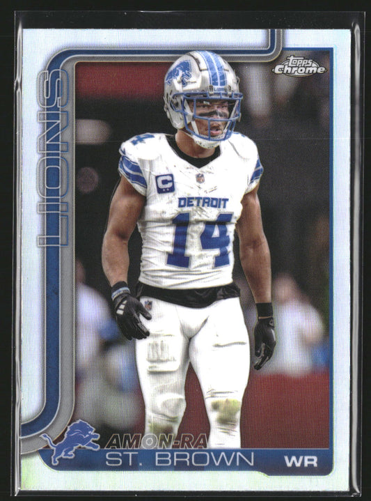 Amon-Ra St. Brown 2025 Topps Chrome 98 Refractor Detroit Lions