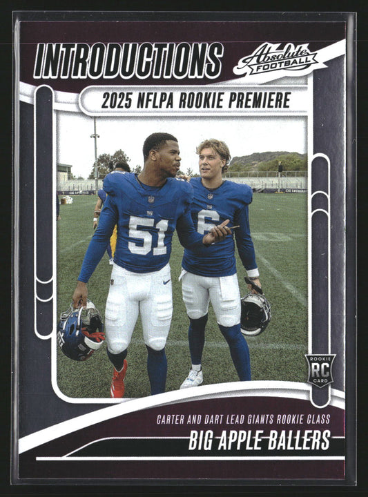 Big Apple Ballers 2025 Panini Absolute I-ACR Introductions New York Giants