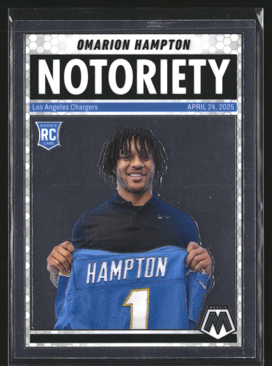 Omarion Hampton 2025 Panini Mosaic 20 Notoriety Los Angeles Chargers