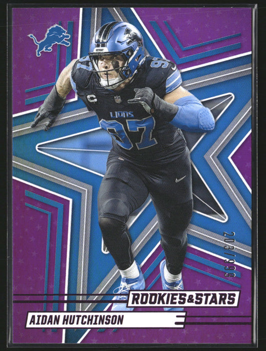 Aidan Hutchinson 2025 Panini Rookies & Stars 68 Purple SN Detroit Lions