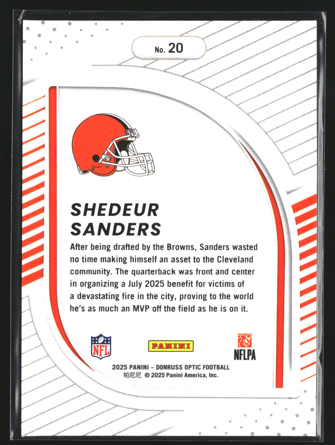 Shedeur Sanders 2025 Donruss Optic 20 Hidden Potential Cleveland Browns