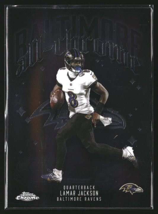 Lamar Jackson 2025 Topps Chrome ACT-1 All Chrome Team Baltimore Ravens