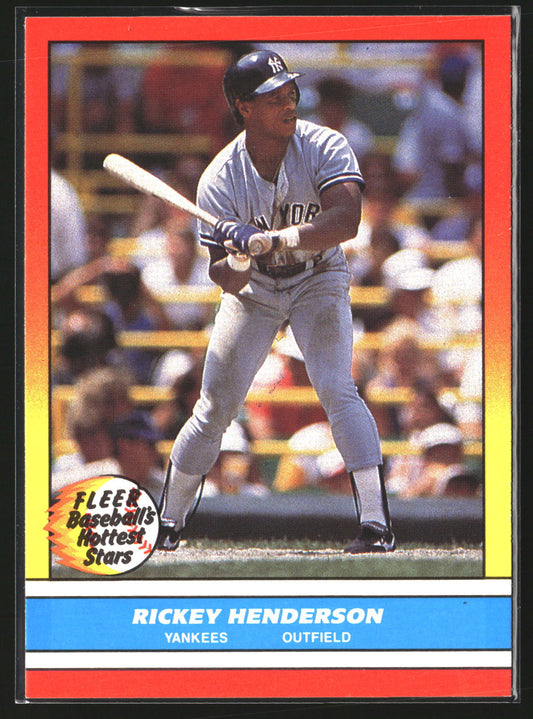Rickey Henderson 1988 Fleer Baseball's Hottest Stars 16 New York Yankees