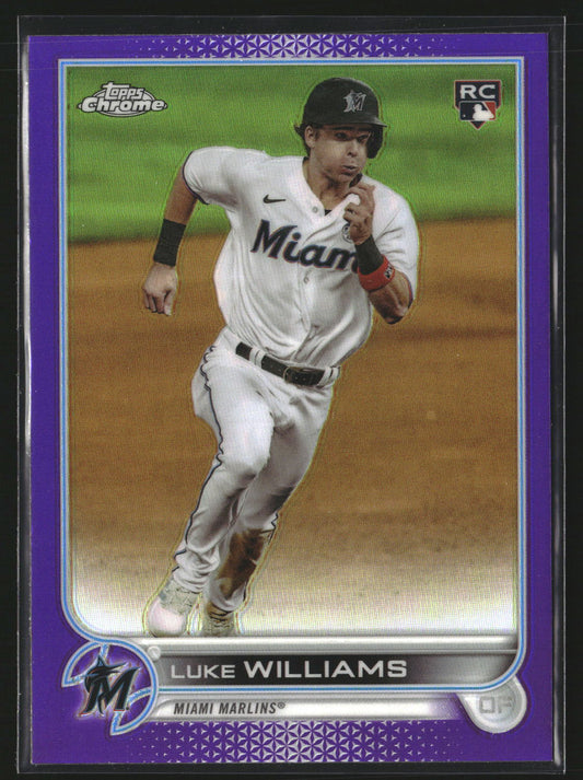 Luke Williams 2022 Topps Chrome Update USC75 Purple Refractor Miami Marlins