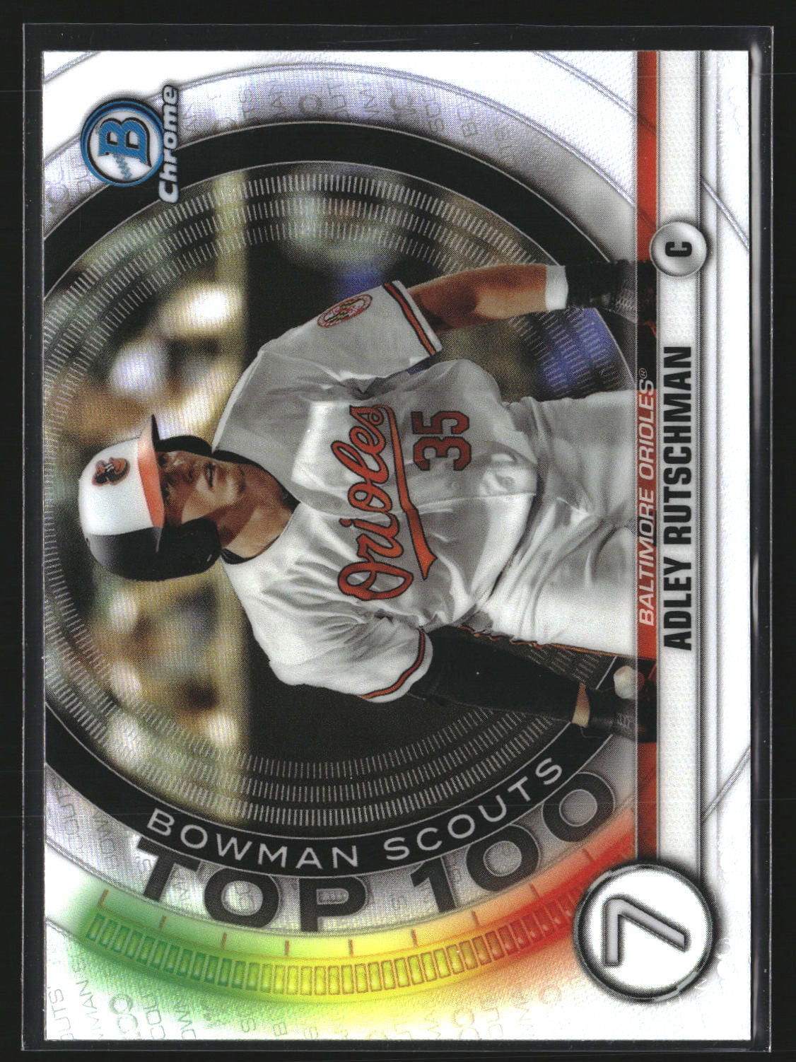 Adley Rutschman 2020 Bowman BTP-7 Chrome Bowman Scouts Top 100 Baltimore Orioles